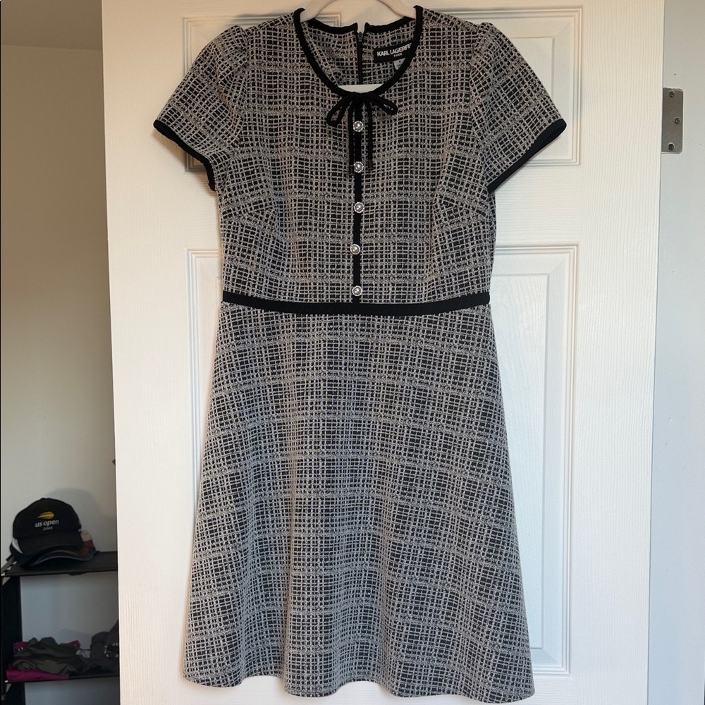 karl lagerfeld Black and White Plaid Women's Dress size: 8